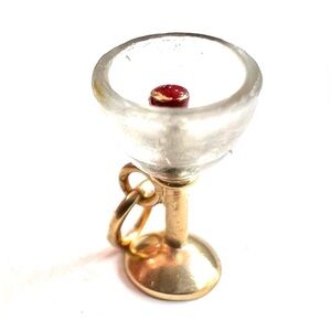 SOLD Vintage, Retro Wells 14k Gold and Lucite Goblet Chalice Estate Charm